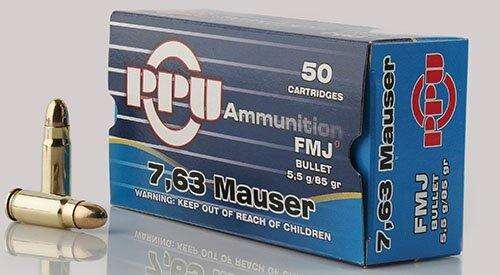 Ammunition TRZ Trading Inc. Ready Series PRIVI 7.63 MAUSER FMJ 85 GR. 50 RDS